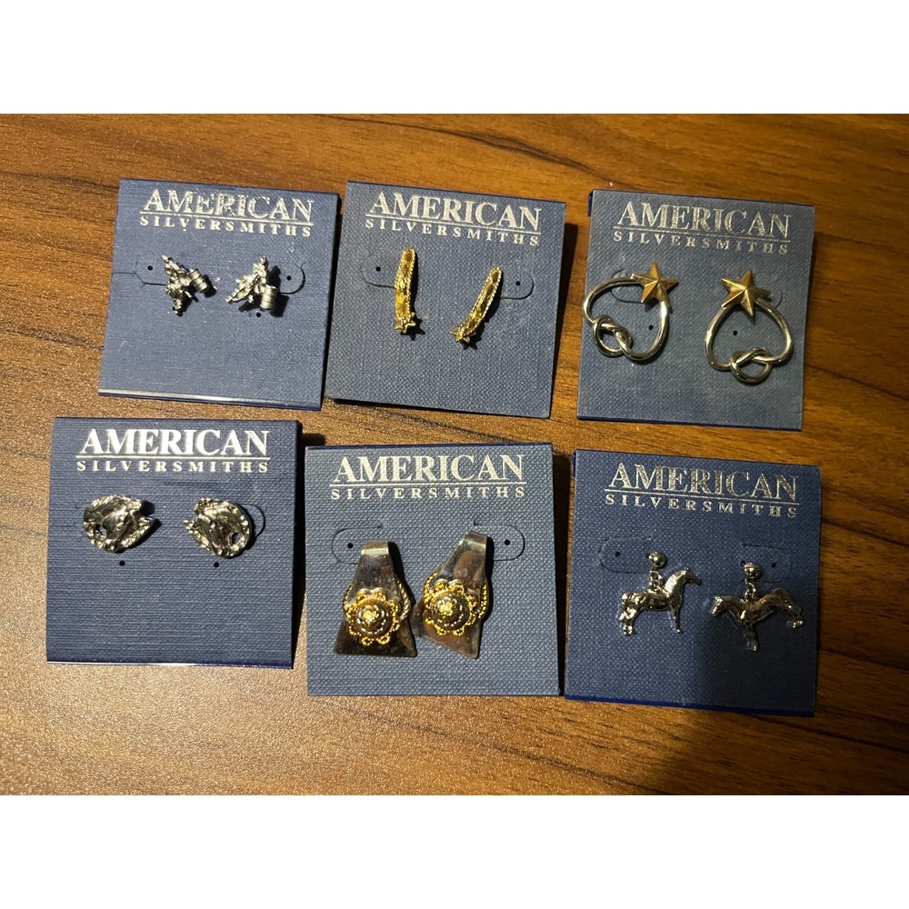 Lot of 6 AMERICAN SILVERSMITHS Earrings - COWBOY/WESTERN/HORSE/EQUESTRIAN, Lot A